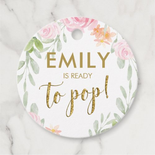 Blush Pink and Gold Glitter Pop it favor tags