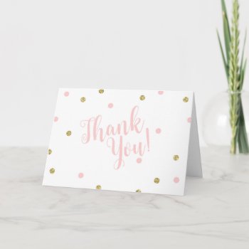 Blush Pink And Gold Glitter Thank You Cards by fancypaperie at Zazzle