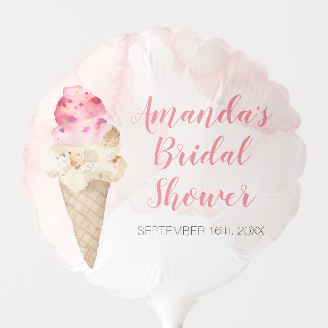 Blush Pink and Gold Ice Cream Bridal Shower Balloon (Front)