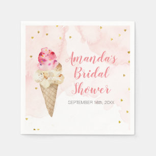 Blush Pink and Gold Ice Cream Bridal Shower Napkins