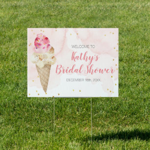 Blush Pink and Gold Ice Cream Bridal Shower Sign