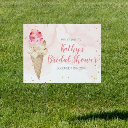 Blush Pink and Gold Ice Cream Bridal Shower Sign