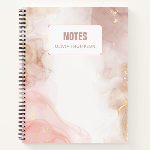 Blush Pink and Gold Ink Personalized Lesson  Noteb Notebook