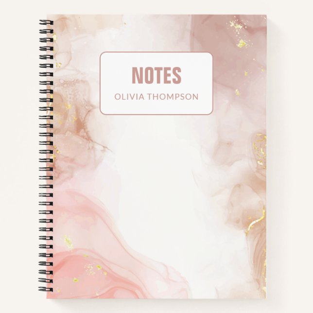 Blush Pink and Gold Ink Personalized Lesson  Noteb Notebook (Front)