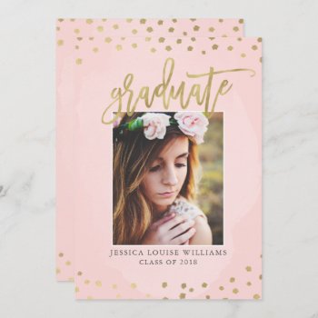 Blush Pink And Gold Luxury Graduation Invitations by fancypaperie at Zazzle