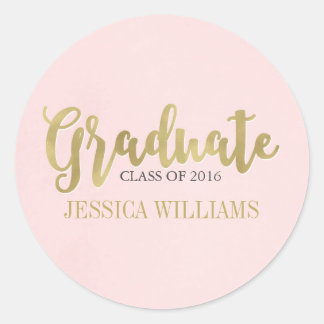 Blush Pink and Gold Luxury Graduation Stickers