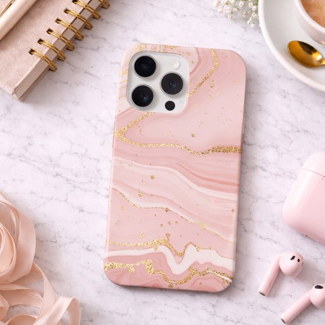 Blush Pink and Gold Marble iPhone Case (Creator Uploaded)