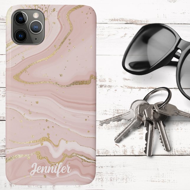 Blush Pink and Gold Marble Signature  Case-Mate iPhone Case (Creator Uploaded)