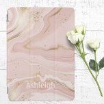 Blush Pink and Gold Marble Signature  iPad Air Cover<br><div class="desc">Experience the allure of marble in a soft and feminine color palette. The delicate blush pink hues blended with the shimmering gold metallic accents create a sophisticated and eye-catching design that exudes elegance. Make your tablet cover truly unique by adding a personal touch.</div>