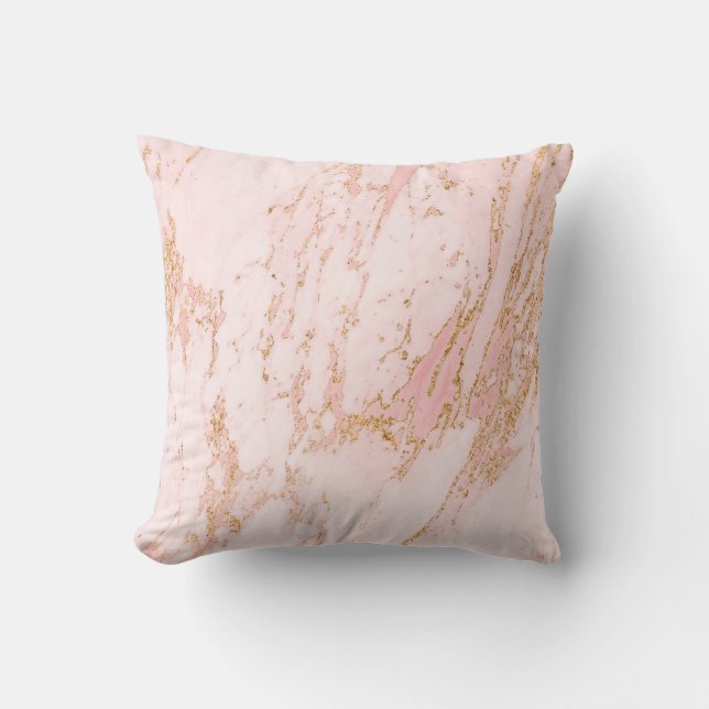 Blush Pink and Gold Modern Trend Accent Throw Pillow (Front)