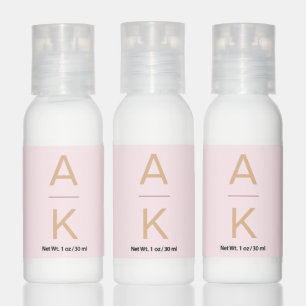 Blush pink and gold Monogram Travel Bottle Set Hand Lotion