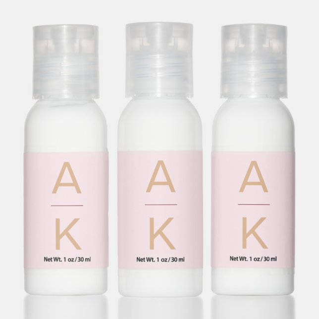 Blush pink and gold Monogram Travel Bottle Set Hand Lotion (Set)