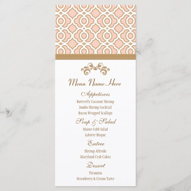 Blush Pink and Gold Moroccan Menu (Front)
