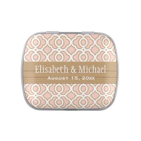 Blush Pink And Gold Moroccan Wedding Favor Jelly Belly Candy Tin