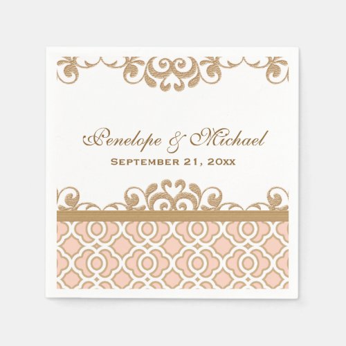 Blush Pink and Gold Moroccan Wedding Paper Napkins