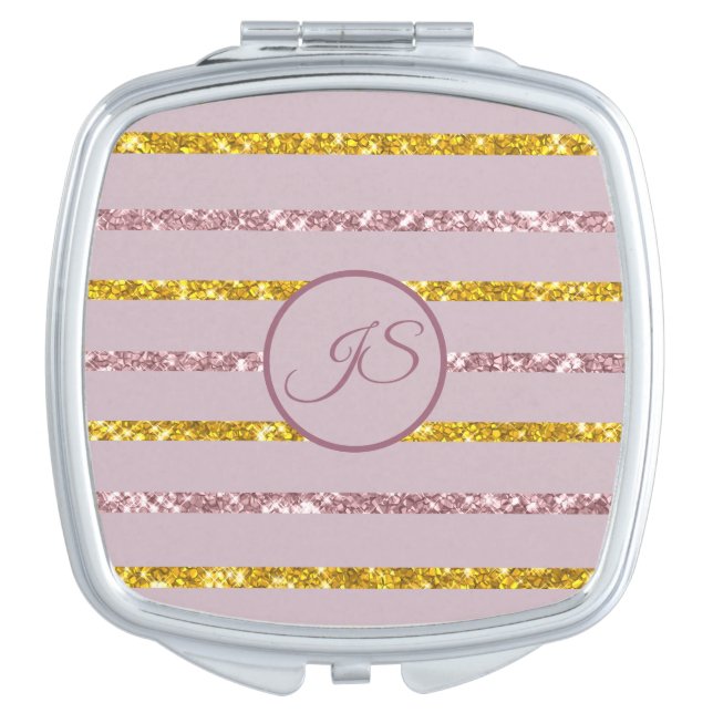 Blush Pink and Gold Personalized Compact Mirror (Front)