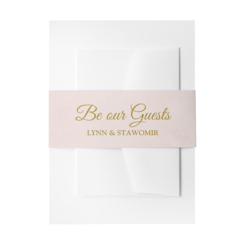 Blush Pink and Gold Personalized Invitation Belly Band