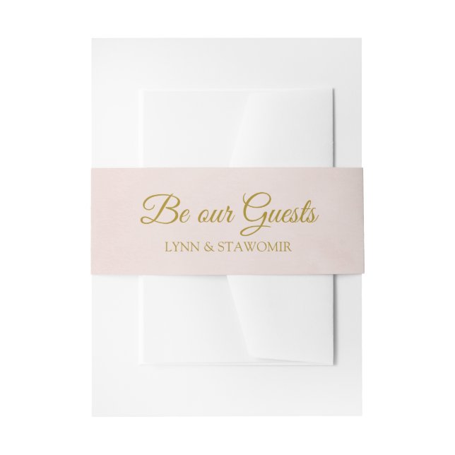 Blush Pink and Gold Personalized Invitation Belly Band (Front Example)