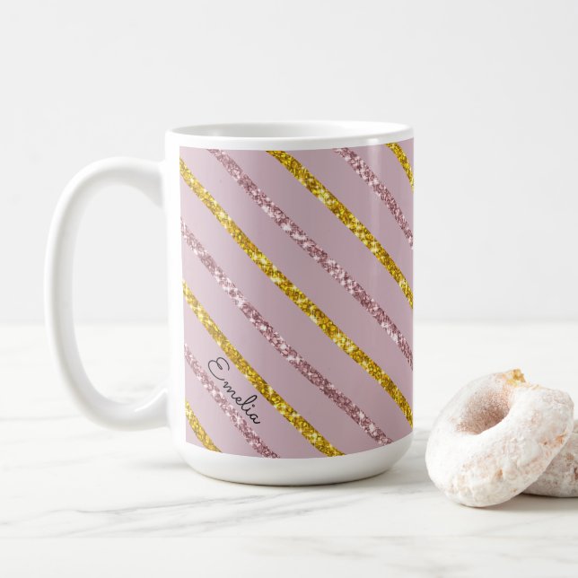 Blush Pink and Gold Personalized Mug (With Donut)