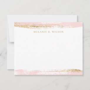 Blush Pink and Gold Personalized Name Note Card
