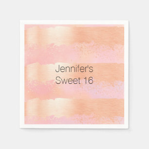 Blush Pink and Gold Personalized Paper Napkins