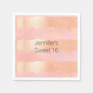 Blush Pink and Gold Personalized Paper Napkins