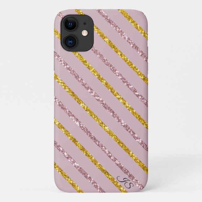 Blush Pink and Gold Personalized Phone Case (Back)