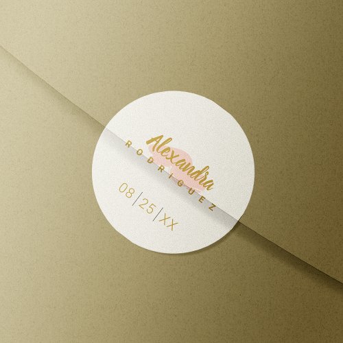 Blush Pink and Gold Quinceanera Classic Round Sticker