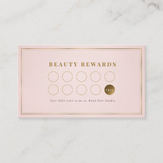 Blush Pink and Gold Salon Loyalty Rewards Appointment Card