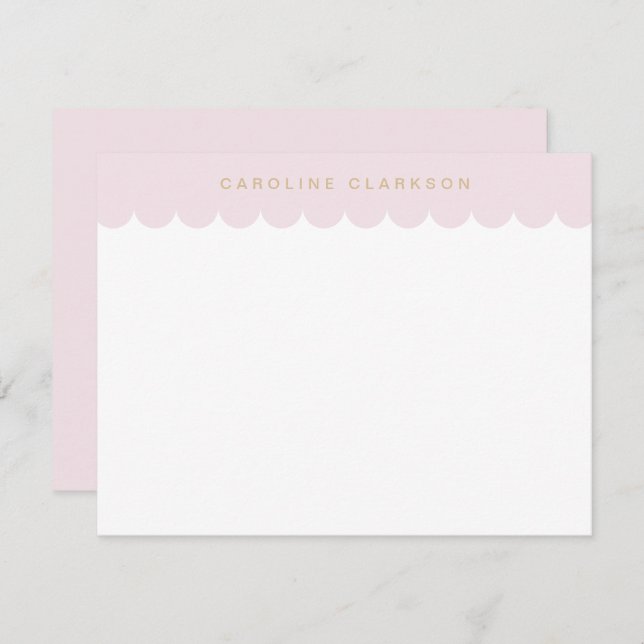 Blush Pink and Gold Scallop Modern Note card (Front/Back)