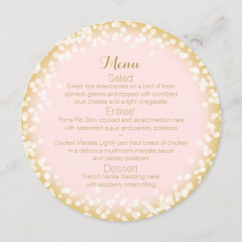 Blush Pink and Gold Sparkle Round Menu