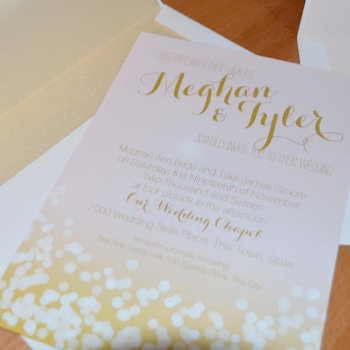 Blush Pink And Gold Sparkle Wedding Invitation by happygotimes at Zazzle