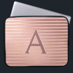 Blush Pink and Gold Stripes Monogram Girly Laptop Sleeve<br><div class="desc">Blush Pink and Faux Gold Foil Stripes Elegant Monogram Case. This case can be customized to include your initial and first name.</div>