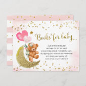 Blush Pink and Gold Teddy Bear Books for Baby Invitation Postcard (Front/Back)