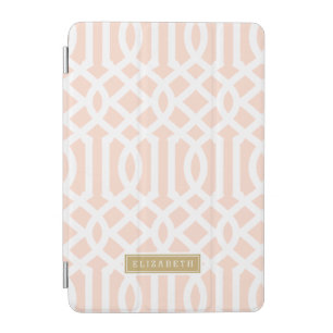 Blush Pink and Gold Trellis Custom Monogram iPad Mini Cover