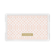 Blush Pink and Gold Trellis Monogram