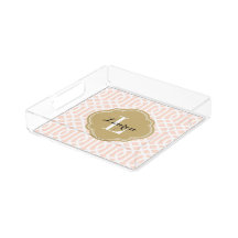 Blush Pink and Gold Trellis Monogram