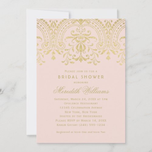 Bridal Shower Invitations | Gold Vintage Glamour