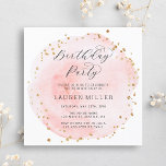 Blush Pink and Gold Watercolor Birthday Party Invitation<br><div class="desc">This birthday party invitation features a painted watercolor circle in blush pink with faux gold dots accents.  For more advanced customization of this design,  please click the "Customize" button.  Matching items are also available.</div>