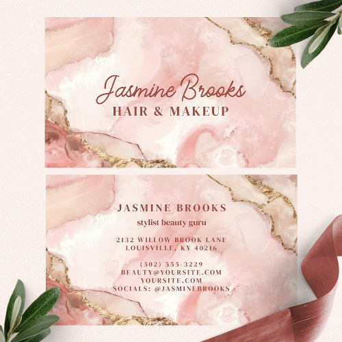 Custom Business Cards 12 Blush Pink And Gold Watercolor Chic Business Card