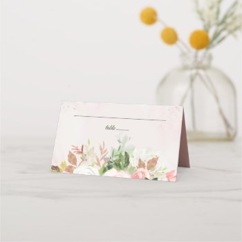 Blush Pink And Gold Watercolor Floral Place Card by MaggieMart at Zazzle