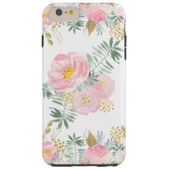 Blush Pink And Gold Watercolor Flowers Tough Iphone 6 Plus Case by Case_by_Case at Zazzle