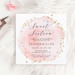 Blush Pink and Gold Watercolor Sweet Sixteen Invitation<br><div class="desc">This sweet sixteen invitation features a painted watercolor circle in blush pink with faux gold dots accents.  For more advanced customization of this design,  please click the "Customize" button.  Matching items are also available.</div>