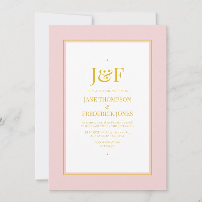 Blush Pink and Gold Wedding Invitation (Front)