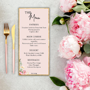 Blush Pink and Gold Wedding Menu