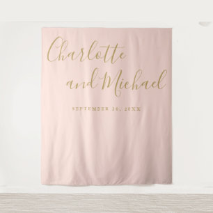 Blush Pink And Gold Wedding Photo Booth Backdrop