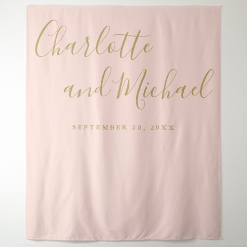 Blush Pink And Gold Wedding Photo Booth Backdrop