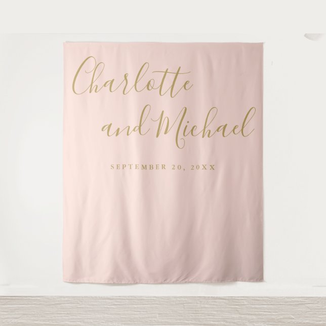 Blush Pink And Gold Wedding Photo Booth Backdrop (Front)