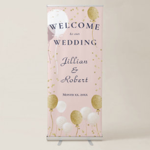 Blush Pink and Gold Wedding Retractable Banner