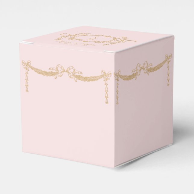 Blush Pink and Gold Wedding Swag Envelope Favor Boxes (Front Side)